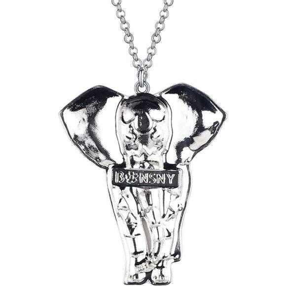 Women's Gray Jungle Safari Wild Enamel Pendant Lightweight Elephant Necklace - Picture 6 of 6